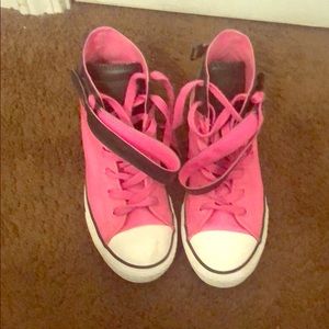 Pink and black Converse